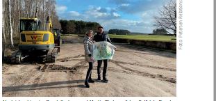 Noch ist es hier eine Baustelle: Iryna und Martin Thater auf dem Golfplatz Prenden, Foto: Petersen Relations